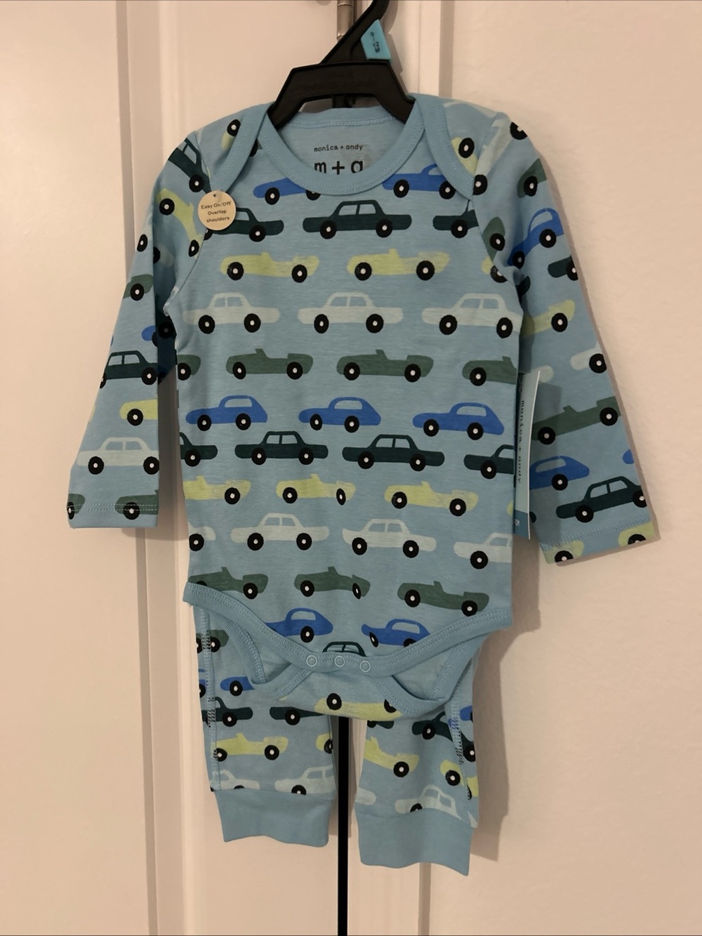 Monica + Andy Organic Cotton Bodysuit/Pant Set, Cars/Blue- 9-12 Months NWT